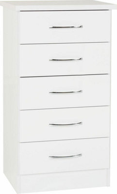 Seconique Nevada 5 Drawer Narrow Chest White Gloss - image 1