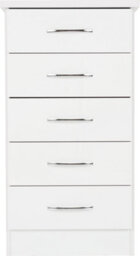 Seconique Nevada 5 Drawer Narrow Chest White Gloss - thumbnail 3