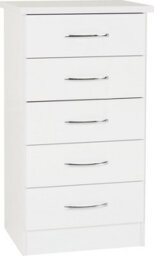 Seconique Nevada 5 Drawer Narrow Chest White Gloss - thumbnail 2