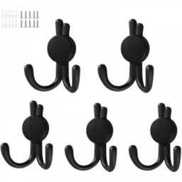 5 Pack Vintage Stainless Steel Wall Hooks With Screws For Storing Hats, Towels And Bathrobes (Black) - thumbnail 1