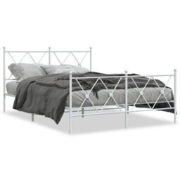 Berkfield Metal Bed Frame Without Mattress With Footboard White 137X190Cm - thumbnail 2