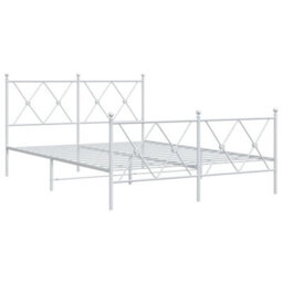 Berkfield Metal Bed Frame Without Mattress With Footboard White 137X190Cm - thumbnail 3