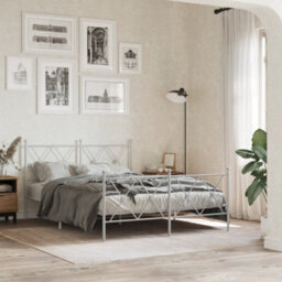 Berkfield Metal Bed Frame Without Mattress With Footboard White 137X190Cm - thumbnail 1