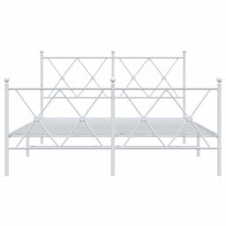 Berkfield Metal Bed Frame Without Mattress With Footboard White 137X190Cm - thumbnail 4
