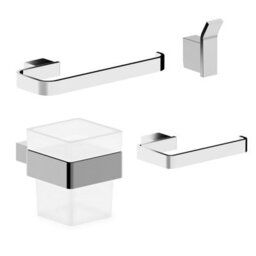 Plum&clay Emilia Chrome 4-Piece Bathroom Accessory Set - thumbnail 1