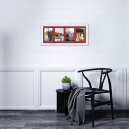 AK Frames 50X20Cm White Classic Multi Photo Frame With Crimson Mount - Holds 4 Apertures (4X) 6X4 Photos - thumbnail 3