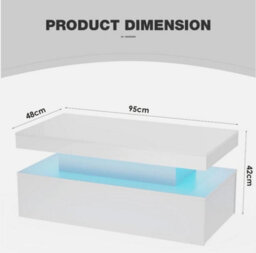 High Gloss Led Coffee Table With Storage Wooden 2 Drawer Living Room Furniture - thumbnail 7