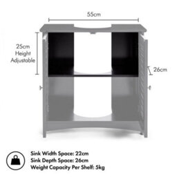 Black 2 Door Bathroom Under Sink Storage Cabinet - thumbnail 3