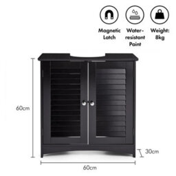Black 2 Door Bathroom Under Sink Storage Cabinet - thumbnail 2