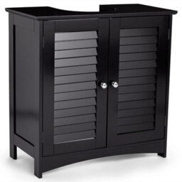Black 2 Door Bathroom Under Sink Storage Cabinet - thumbnail 1