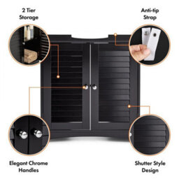 Black 2 Door Bathroom Under Sink Storage Cabinet - thumbnail 4