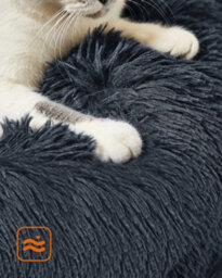 LEDREM Fluffy Calming Donut Dog Bed With Removable, Washable Cover, Dark Grey - thumbnail 4