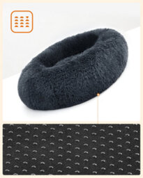 LEDREM Fluffy Calming Donut Dog Bed With Removable, Washable Cover, Dark Grey - thumbnail 8
