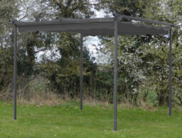 Metal Pergola Gazebo With Retractable Showerproof Sunshade Canopy, Grey, 3.0X3.0M - thumbnail 2