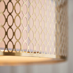 Anson Lighting Cuba 3Lt Flushgold Effect And White Tc Fabric And Frosted Glass - thumbnail 5