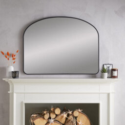 The Online Mirror Shop Overmantle Mirror Liberty Arched Shape With Black Metal Frame- H 89Cm X W 116Cm X D 3Cm For Hanging Above Fireplace - thumbnail 2