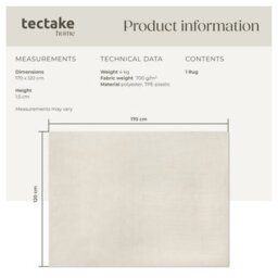 Tectake Rug Zonelle Short Pile And Ultra-Soft Carpet In Rectangular Or Round Design 120 X 170 Cm - Cream - thumbnail 6