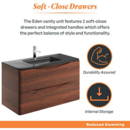 Plum&clay Eden Redwood Wall Hung Vanity Unit With Grey Glass Basin (W)900mm - thumbnail 6