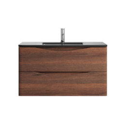 Plum&clay Eden Redwood Wall Hung Vanity Unit With Grey Glass Basin (W)900mm - thumbnail 5