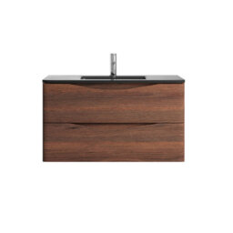 Plum&clay Eden Redwood Wall Hung Vanity Unit With Grey Glass Basin (W)900mm - thumbnail 2