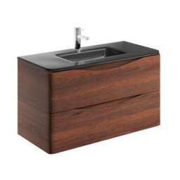 Plum&clay Eden Redwood Wall Hung Vanity Unit With Grey Glass Basin (W)900mm - thumbnail 4