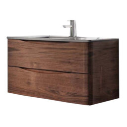 Plum&clay Eden Redwood Wall Hung Vanity Unit With Grey Glass Basin (W)900mm