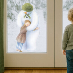 Stickerscape The Snowman And James Hug Window Sticker (Large Size) Christmas Window Decoration Repositionable And Reusable Made In The Uk - thumbnail 1