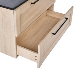 Wyld And Coco Wall-Mounted Vanity Unit With Black Resin Basin, Light Brown Wood-Grain Mdf, 80 X 47 Cm - thumbnail 9