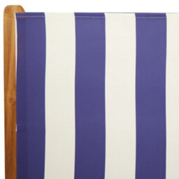 Berkfield Reclining Garden Chairs 8 Pcs Blue And White Fabric And Solid Wood - thumbnail 9