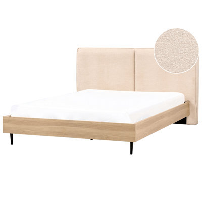Beliani Bed Boucle Izernore 180 X 200 Cm (Eu Super King) Beige - image 1
