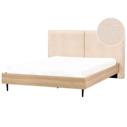 Beliani Bed Boucle Izernore 180 X 200 Cm (Eu Super King) Beige - thumbnail 1