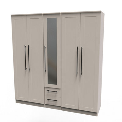 Howard Tall 5 Door 2 Drawer 1 Mirror Wardrobe In Kashmir Matt (Ready Assembled) - image 1