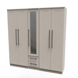 Howard Tall 5 Door 2 Drawer 1 Mirror Wardrobe In Kashmir Matt (Ready Assembled) - thumbnail 1