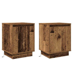 Berkfield Bedside Cabinets With Led Lights 2 Pcs Old Wood 39X34,5X50 Cm - thumbnail 2