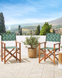 Beliani Set Of 2 Garden Chairs Cine Acacia Wood Dark Green - thumbnail 2