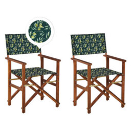 Beliani Set Of 2 Garden Chairs Cine Acacia Wood Dark Green - thumbnail 1