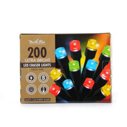 200 Ultra Bright Led Chaser Lights Green Wire - Multicoloured - thumbnail 1