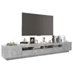 Berkfield Modern Tv Cabinet With Led Lights Concrete Grey 260X35X40 Cm - thumbnail 6
