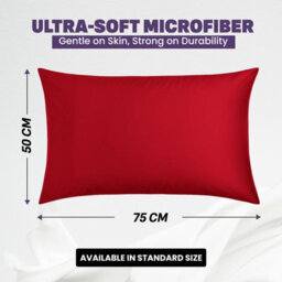 Oxford Homeware Plain Dyed Pillowcase Pair (W)50X(L)75 Cm- Soft Breathable Easy Care Standard Size Bed Pillow Covers Red - thumbnail 2