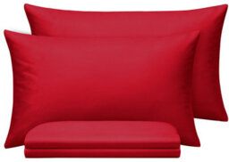 Oxford Homeware Plain Dyed Pillowcase Pair (W)50X(L)75 Cm- Soft Breathable Easy Care Standard Size Bed Pillow Covers Red - thumbnail 1