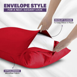 Oxford Homeware Plain Dyed Pillowcase Pair (W)50X(L)75 Cm- Soft Breathable Easy Care Standard Size Bed Pillow Covers Red - thumbnail 7