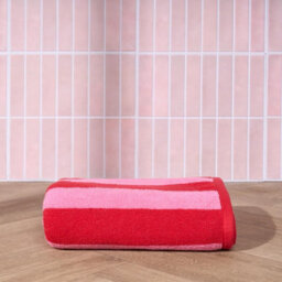 Ohs Stripe 100% Cotton Bath Towel Hotel Quality Soft Absorbent, Pink - 1Pc - thumbnail 2