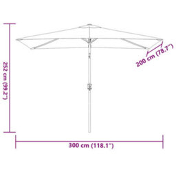 Berkfield Elegant Outdoor Parasol With Metal Pole 300X200 Cm Bordeaux Red - thumbnail 8