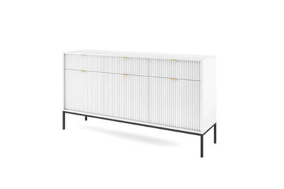 Arte Nova Large Sideboard Cabinet In White Matt - Modern And Elegant Storage Unit With Drawers And Shelves (W1540mm X H830mm X D390mm) - image 1