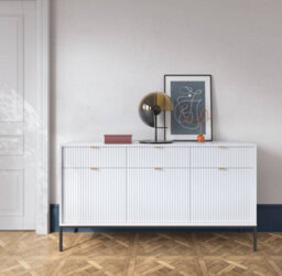 Arte Nova Large Sideboard Cabinet In White Matt - Modern And Elegant Storage Unit With Drawers And Shelves (W1540mm X H830mm X D390mm) - thumbnail 5