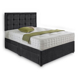Dining Tables Dallas Matching Headboard Divan Set, 2 Drawer On Same Side With Sprung 1500 Comfort Mattress - Chenille Charcoal - Double - thumbnail 4