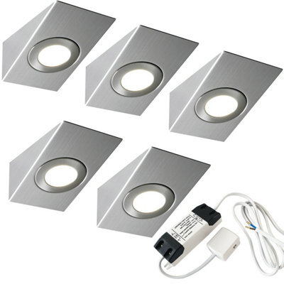 Brushed Nickel Under Cabinet Kitchen Light Kit With Natural White Led - 5 Lights And Driver Included - image 1