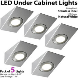 Brushed Nickel Under Cabinet Kitchen Light Kit With Natural White Led - 5 Lights And Driver Included - thumbnail 3