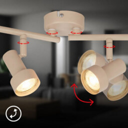 Briloner Beige 4 Way Ceiling Light Spotlight Lamp Adjustable Hallway Kitchen Living Room 60,5Cm - thumbnail 4