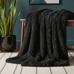 Cuddly Extra Fluffy Throw Ultra Soft Plush Blanket For Sofa Bed Home Decor Black 150X200Cm
